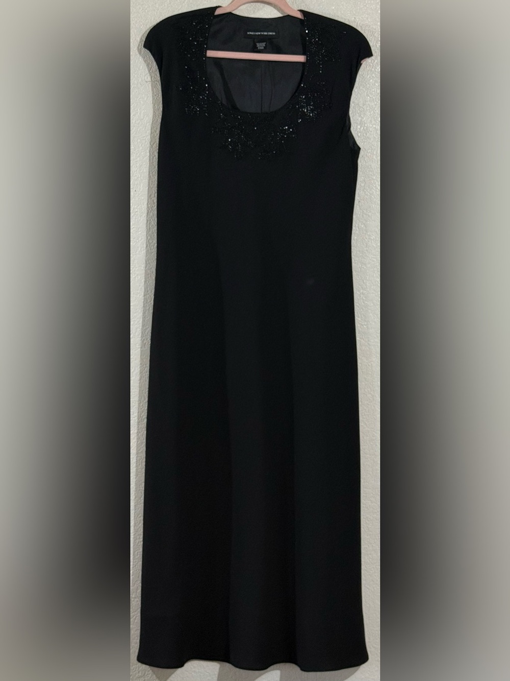 Jones New York Black Dress with Beaded Scoop Neck